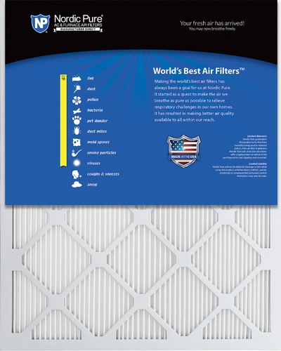 15x20x1 (14_1/2x19_1/2) Nordic Pure Tru Mini Pleat MERV 10 Air Filters 6 Pack - Picture 2 of 7