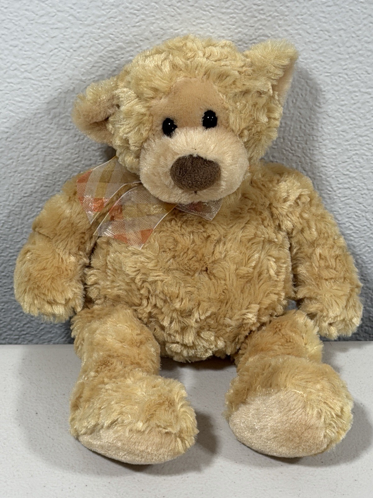 Gund "Manni" Plush Bear #15015  Soft Tan Teddy Bear w/ Ribbo