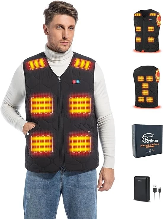 2025 Heated Vest with Power Bank, 3 Temperature Levels and 15 Heat Sheets Size L