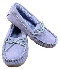 Minnetonka Lynda Trapper Suede Lined Faux Fur Moccasin Slipper Women s 9M
