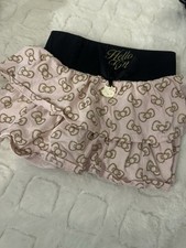 Hello Kitty Girls Pink Ruffle Skirt Bow Pattern Glitter Accents Elastic Waist