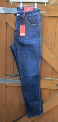 Diesel Pantaloni Jeans Blue Straight Leg Slim Fit High Rise Jeans 32" Waist BNWT