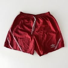 Umbro Vintage Adult Red White Nylon Soccer Shorts Size L