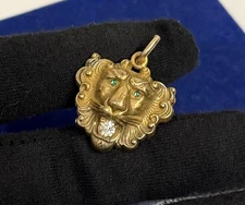 MUST! Lion Art Nouveau Gold filled fob vintage Gem Ornate Vtg Gf Victorian 1.2”