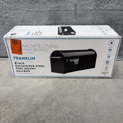 Architectural Mailboxes Franklin Medium Steel Post Mount Mailbox Black