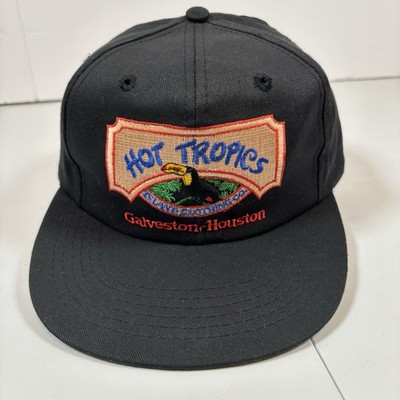 Vintage Galveston Houston Hot Tropics Truckers Hat Black Embroidered