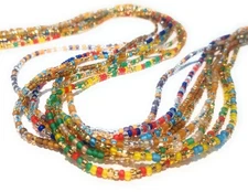 Multiple Colors Waist Beads, 44-Inch Strands, Traditional Authentic Tie-on