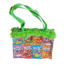 Vtg Upcycled Kool Aid Jammers Tote Bag Green Fringe Handmade Orange Grape Cherry