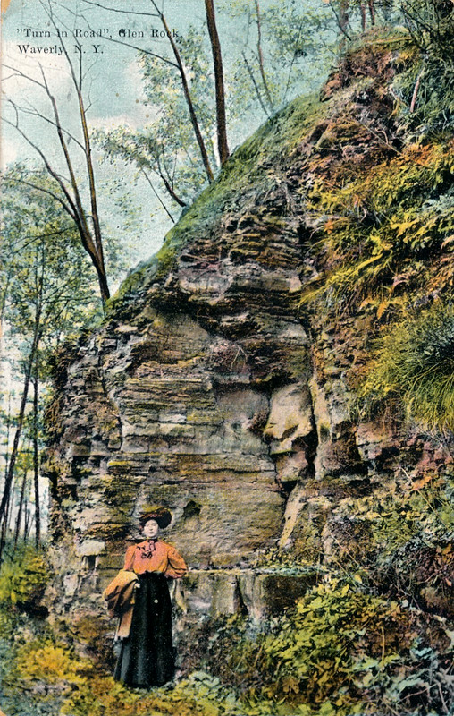 "TURN IN ROAD", GLEN ROCK, WAVERLY, N.Y. "TURN-OF-ROCKS." WOMAN. CLIFF.