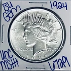 1924 BU UNCIRCULATED SILVER PEACE DOLLAR AUTHENTIC U.S. MINT FREE SHIPPING 6729
