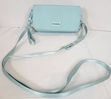 Vera Bradley RFID Light Blue 3 in1 Wristlet Crossbody Wallet Canvas Purse
