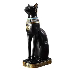 9.4 inch Tall Black Egyptian Cat Goddess Bastet Statue, Ancient Egypt Bast Fi...