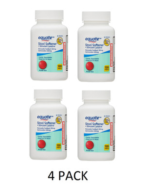 4 PACK Equate Stool Softener Plus Stimulant Laxative Tablets for Constipation