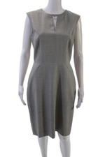 J Crew Womens Sleeveless Round Neck Pleated Mid Length Dress Gray Size 6