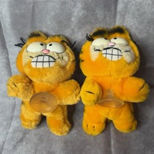 2 Vintage Garfield Cat Mini Stuck On You Suction Cup Dakin Plush 7" 1981