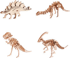 Wooden Dinosaur Puzzles for Ages 8 , 4 Pack 3D Wooden Puzzles, STEM Kits for Kid