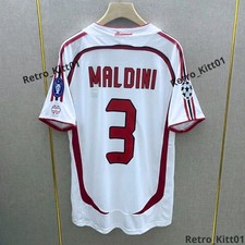 MALDINI #3 AC Milan Jersey 2006/2007 Short Sleeve Retro White Shirt L