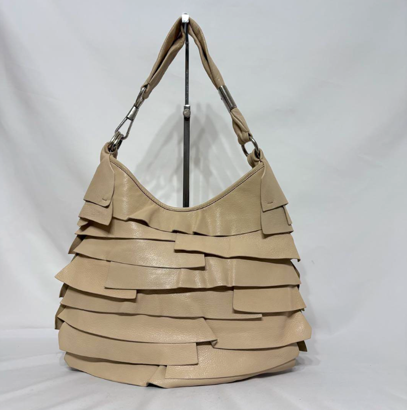 Borsa a tracolla Yves Saint Laurent Saint Tropez con volant beige