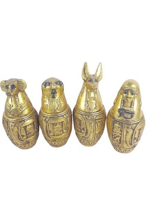 RARE ANCIENT EGYPTIAN ANTIQUITIES 4 Canopic Jars Pharaonic Artifacts Handmade
