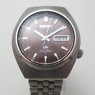 Seiko Silverwave 5216-8040 Analog Automatic Men Roadmatic Silver Wave, Made In 1