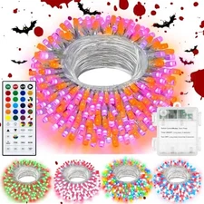 echosari Halloween String Lights Battery Warm White & RGB Color Changing