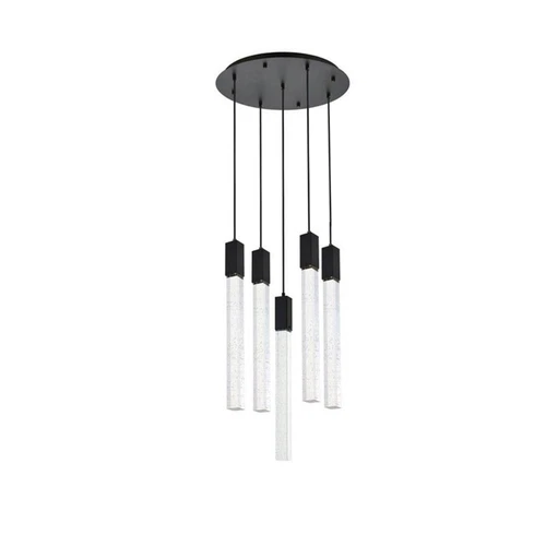 Elegant Lighting Weston 5-Light Modern Metal and Crystal Pendant in Black - Picture 3 of 8