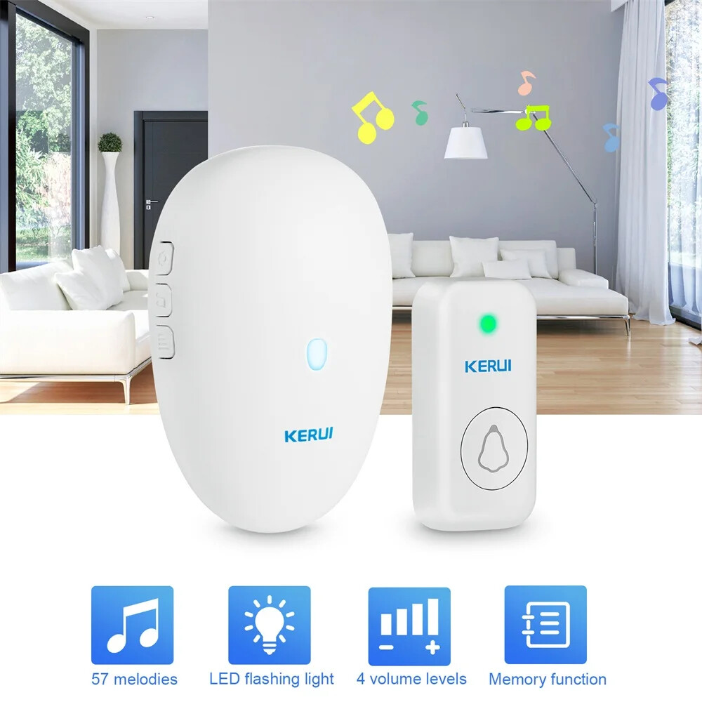 Wireless Outdoor Doorbell 300M Range Waterproof Plug and Play Chime with Ring Button-image