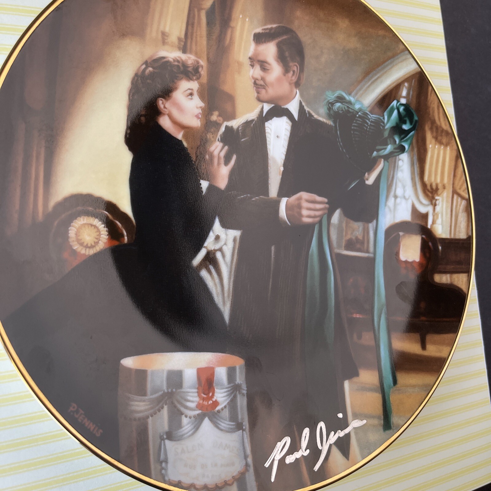 1991 SIGNED Paul Jennis “The Paris Hat” Gone w/ Wind W.J. George Plate (NO COA)