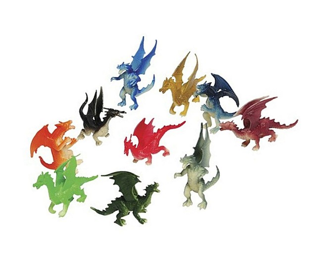 2 Dozen 24 Mini Dragon Toy Figures 2" Party Favors Prizes Fantasy Play