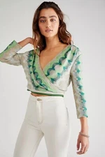Free People Anna Sui Wave Rider Knit Wrap Top Size L $380