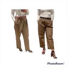 Tommy Hilfiger tan and brown micro plaid straight leg trousers 12 large