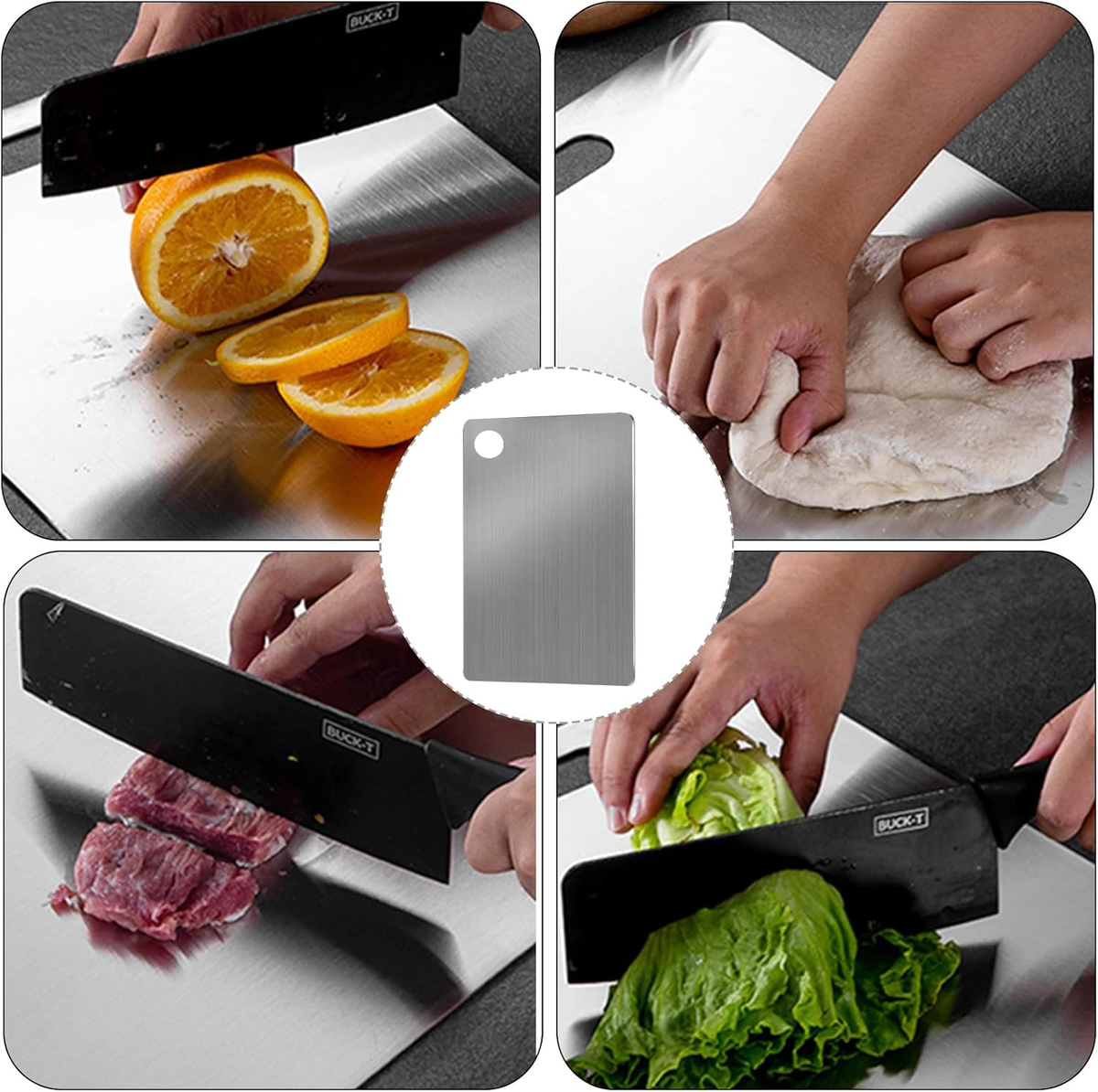 Tagliere In Acciaio Inox 39x28cm - Doppia Faccia Per Carne, Verdura, Pane | Igienico E Durevole