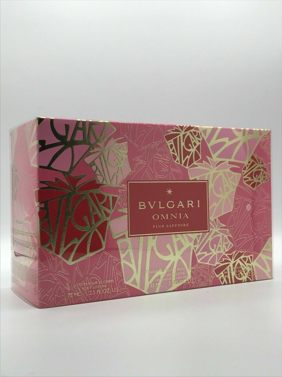 Bvlgari Omnia Pink Sapphire 4pc Set Perfume Spray 2.2 oz Lotion