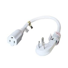 1875w Low Profile Flat Plug 1ft Extension Cord 14awg 15a White