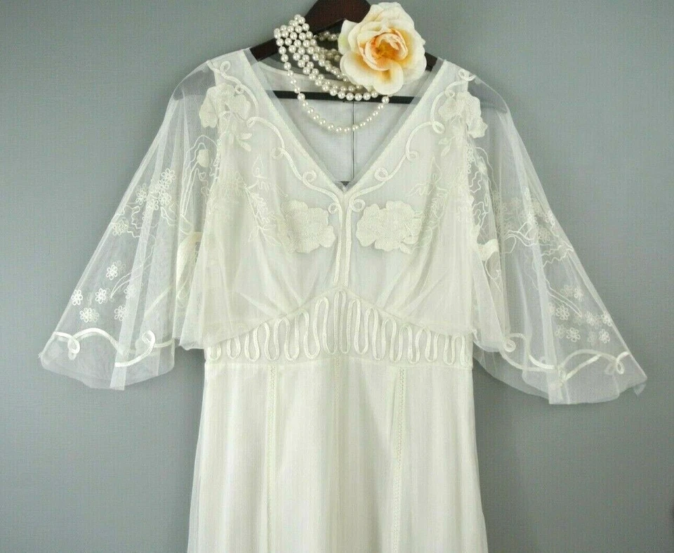 Vestido Nataya Marfil Encaje S Estilo Gatsby Boda Novia Vintage Bohemio Nuevo con Etiquetas #40116 Foto 4 de 4