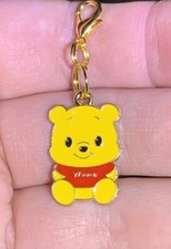 Gold Winnie The Pooh Charm Zipper Pull  Keychain Add On Clip 