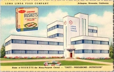 Postcard Loma Linda Food Company Arlington Riverside California Ruskets  (605)