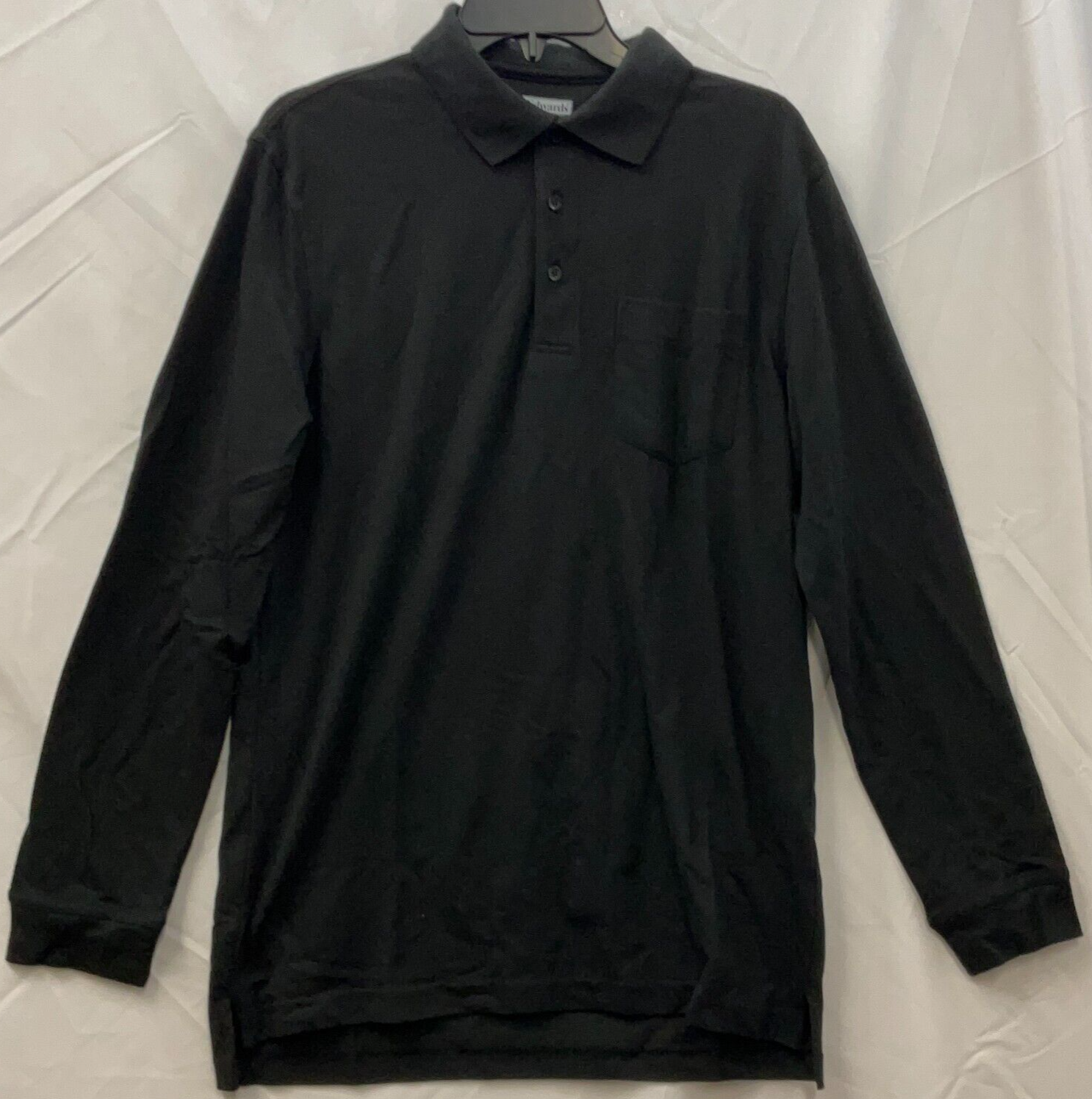 Men's Black Long Sleeve Edwards Polo Shirt Size Medium-image