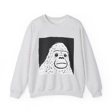Bigfoot Face Sweatshirt, Sasquatch Graphic Crewneck Jumper, Funny Yeti Pullover