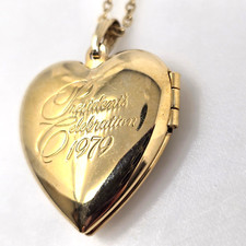 1979 President's Celebration Gold Plated Heart Locket Necklace Jimmy Carter