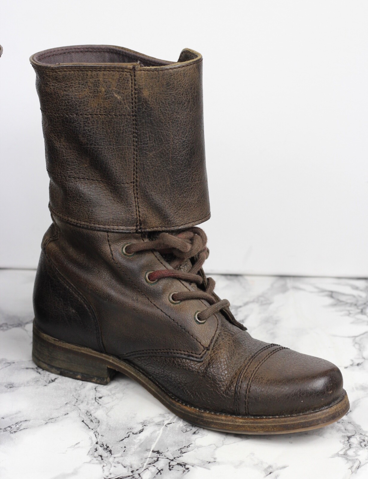 ALLSAINTS Tan Brown Leather DAMISI Combat Military Boots, Size EU 36