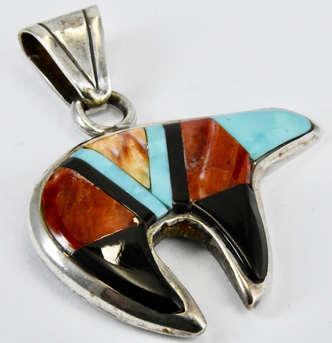 Navajo Glen Sandoval Sterling Inlay Turquoise, Spiny Oyster, Onyx