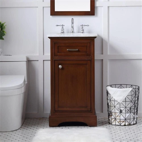 Elegant Decor Americana 19" Single Marble Top Bathroom Vanity in Teak - Picture 9 of 18
