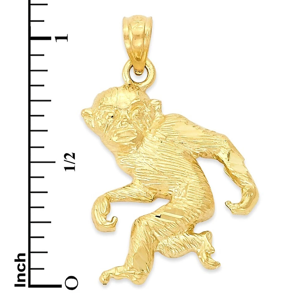 Solid 10k Gold Monkey Pendant - Animal Symbol Jewelry - Image 4 of 4