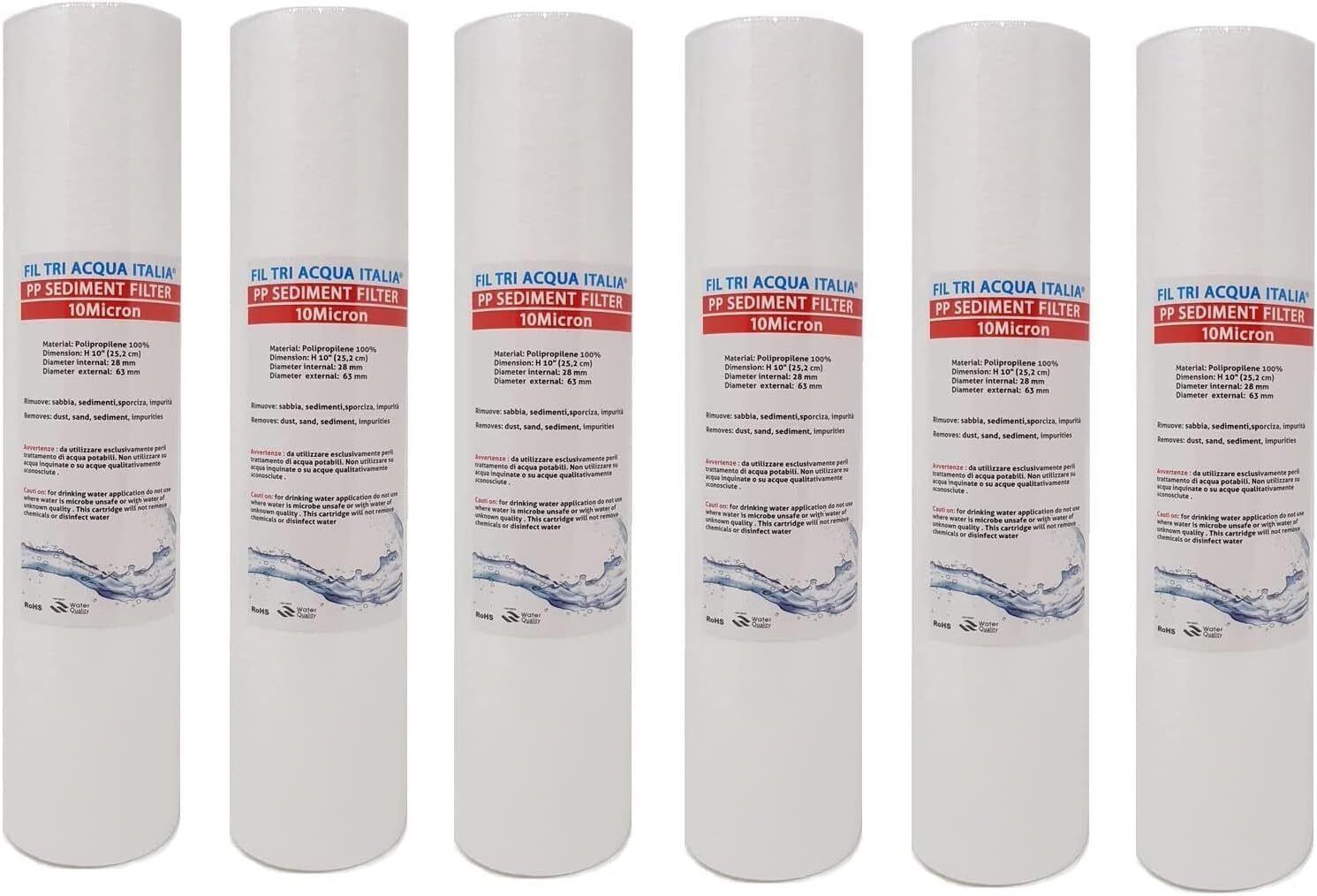 Cartuccia Filtro Acqua Polipropilene A SEDIMENTI 10 Pollici Micron 10 per...