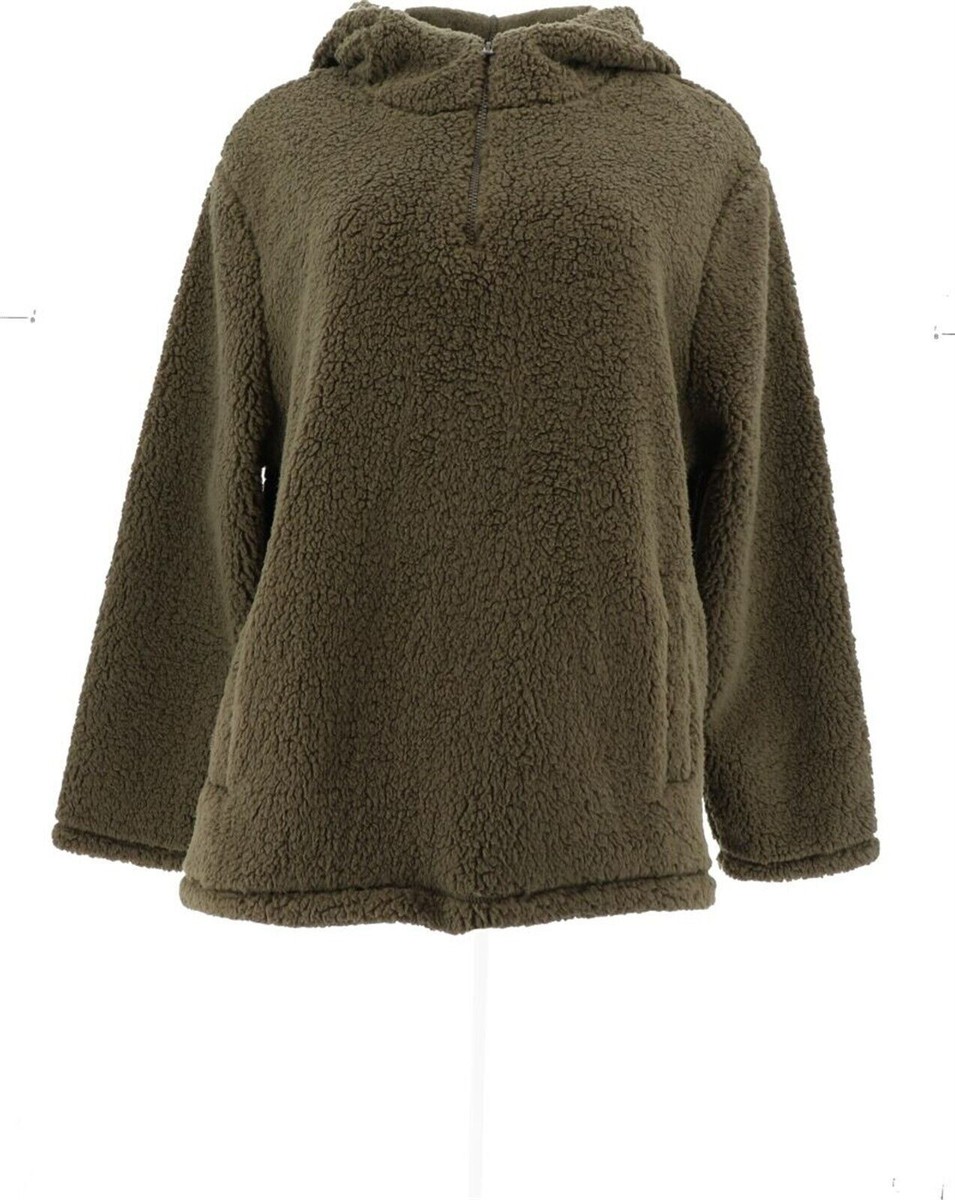 Koolaburra by UGG Cozy Brushed Back Sherpa 1/4 Zip Hoodie-Dusty