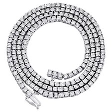 10K White Gold 1 Row Diamond Tennis 3mm Choker Link Chain 22" Necklace 1.33 CT.