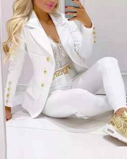 New Women Blazer Stylish Casual Handmade Genuine Lambskin Leather Formal Soft