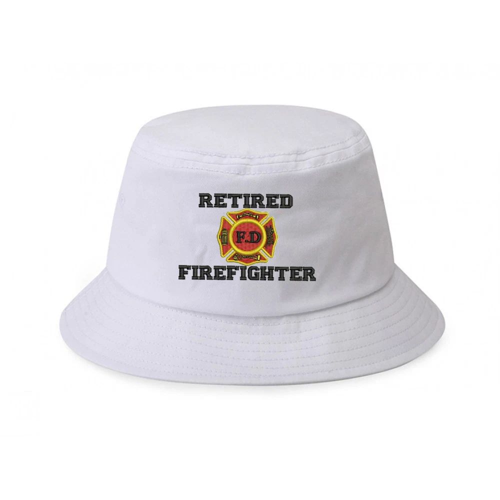 100% Cotton White Bucket Cap Hat RETIRED U.S. US FIREFIGHTER RETIRED FD  FIRE | eBay