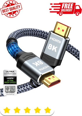 Highwings 8K 10K 4K HDMI Cable 48Gbps 6.6FT/2M, Certified Ultra High Speed HDMI